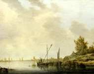 Aelbert Cuyp - A River Scene with Distant Windmills